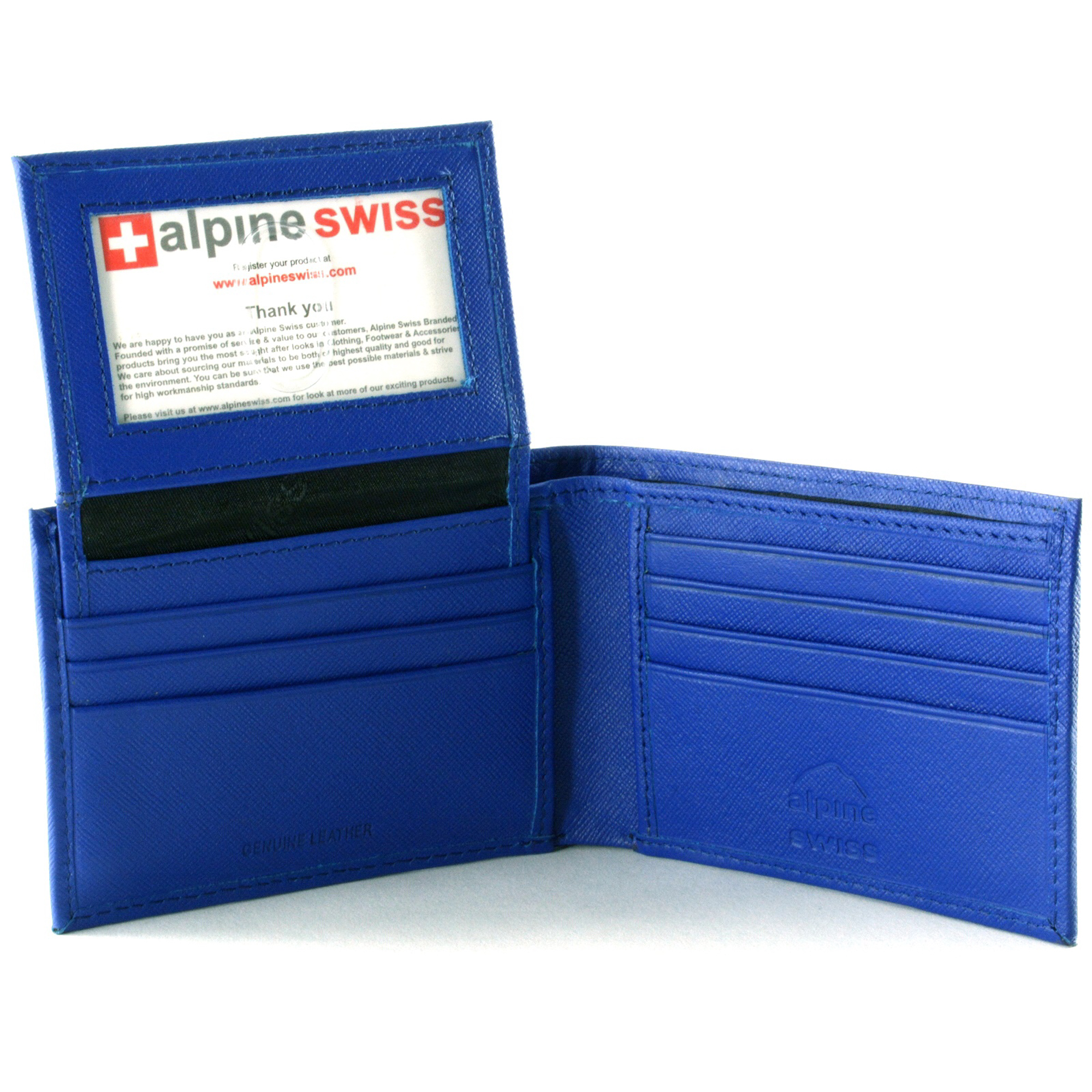 Alpine Swiss Mens Wallet Genuine Leather Removable ID Card Case Bifold